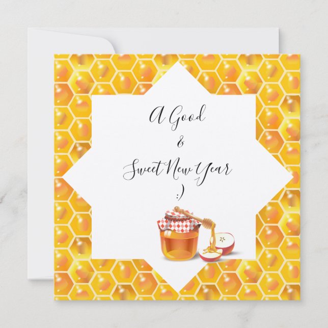 Tarjeta De Agradecimiento Feliz Rosh Hashanah Año Nuevo judío Miel y Apple (Anverso)