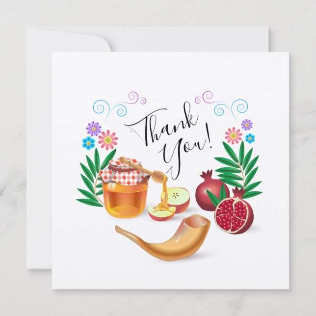 Tarjeta De Agradecimiento Feliz Rosh Hashanah Año Nuevo judío Miel y Apple (Anverso)