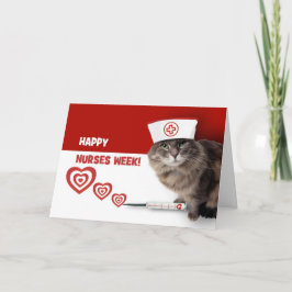 Tarjeta De Agradecimiento Feliz Semana de las Enfermeras. Funny Kitty
