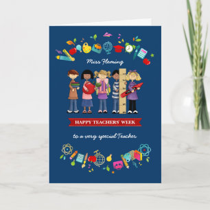 Tarjeta De Agradecimiento Feliz Semana de los Maestros. Nombre personalizado