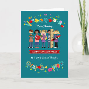 Tarjeta De Agradecimiento Feliz Semana de los Maestros. Nombre personalizado