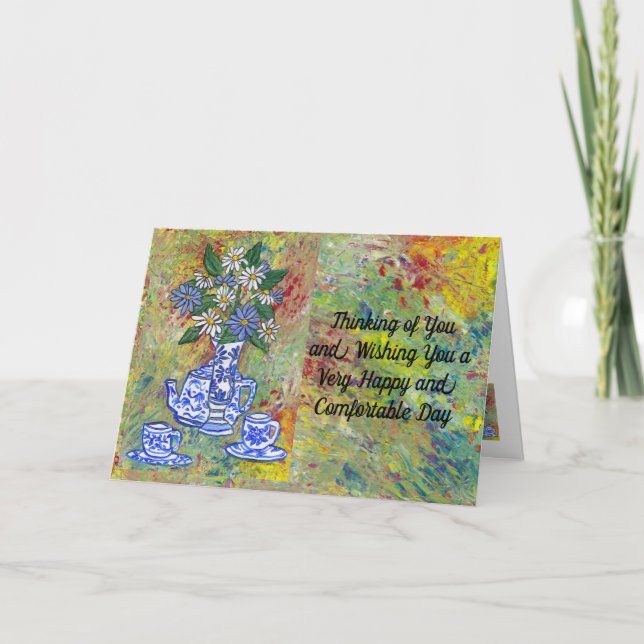 Tarjeta De Agradecimiento feliz y cómodo día, en blanco dentro (Anverso)