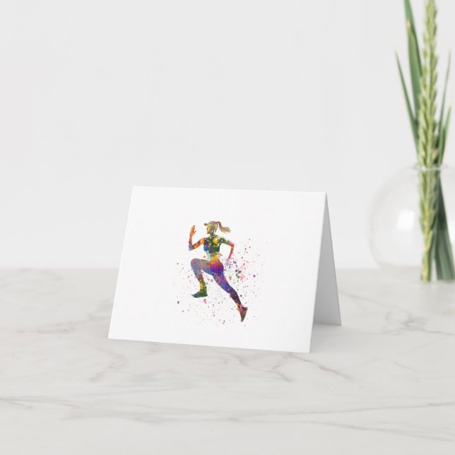Tarjeta De Agradecimiento Female runner in watercolor (Anverso)