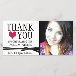 Tarjeta De Agradecimiento Femenino lindo le agradece con la foto