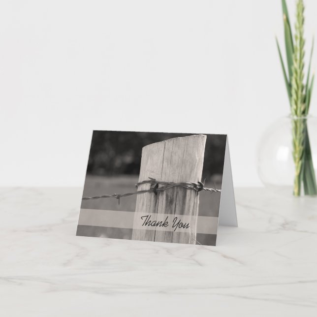 Tarjeta De Agradecimiento Fence Post Country Wedding Bridesmaid Gracias (Anverso)