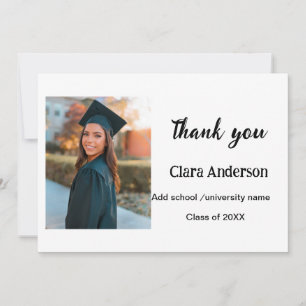 Tarjeta De Agradecimiento Feria de graduación de eleg clásico con foto en bl