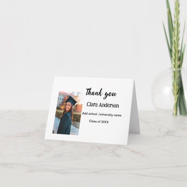 Tarjeta De Agradecimiento Feria de graduación de eleg clásico con foto en bl (Anverso)