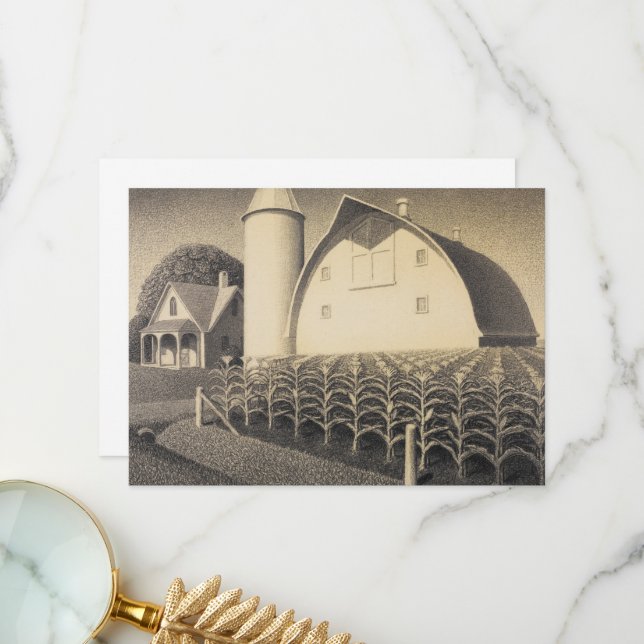Tarjeta De Agradecimiento Fertilidad, Iowa por Grant Wood (Anverso/Reverso In Situ)