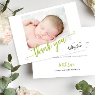 Tarjeta De Agradecimiento Festejo de baby shower con foto personalizada y gu