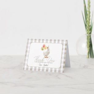Tarjeta De Agradecimiento Festejo de Baby Shower de Ganso Tonto en Cuadros B