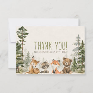 Tarjeta De Agradecimiento Festejo de Bebé Bosque de Aventuras Animales