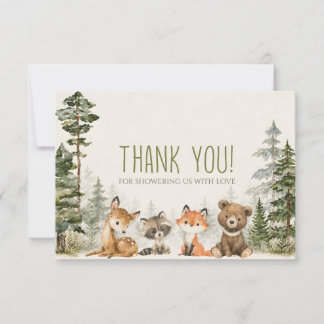 Tarjeta De Agradecimiento Festejo de Bebé Bosque de Aventuras Animales