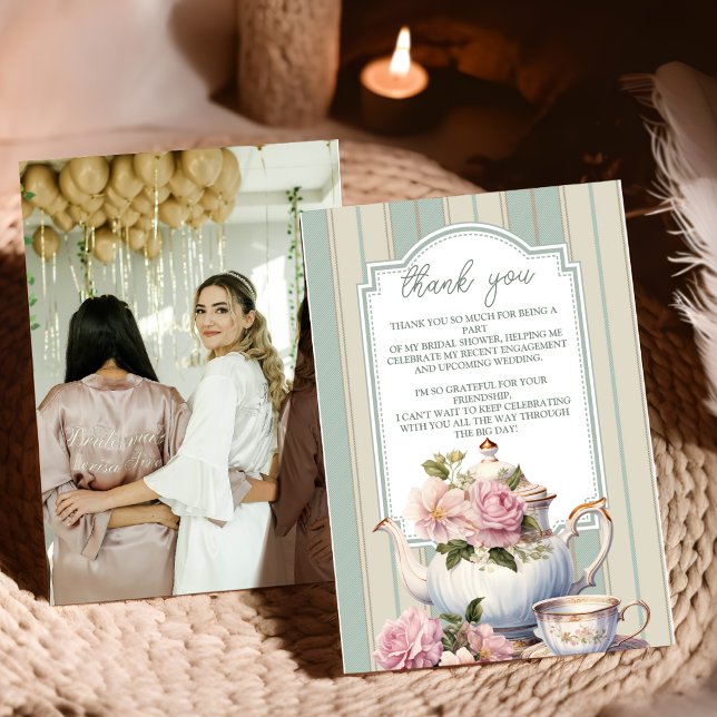 Tarjeta De Agradecimiento Festejo de Despedida de Soltera con Té "Photo Love (Subido por el creador)