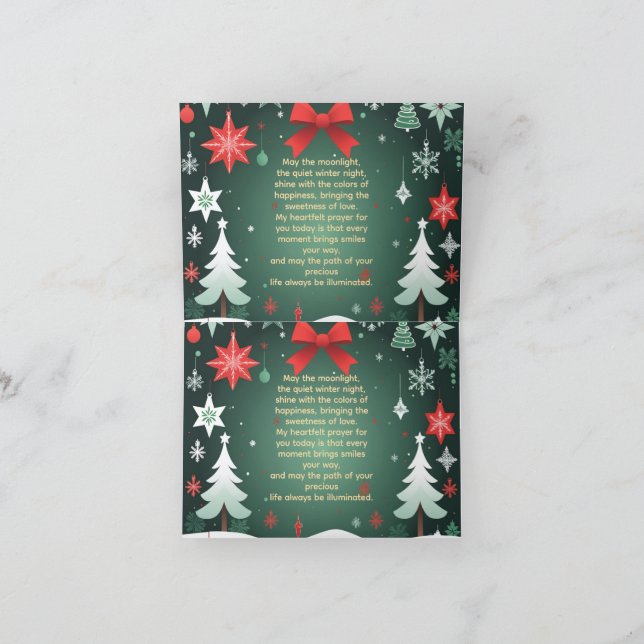 Tarjeta De Agradecimiento Festive Christmas Red Bow, Snowflakes & Winter  (Interior)