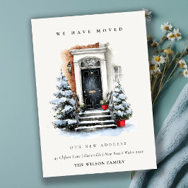 Tarjeta De Agradecimiento Festive Winter Front Door We have Moved Card