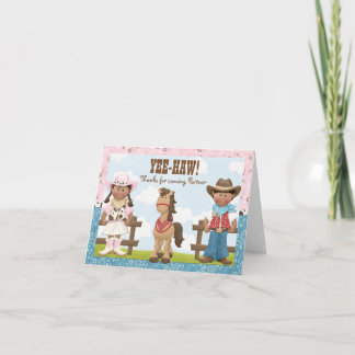 Tarjeta De Agradecimiento Festividad de cumpleaños de Cowgirl y Cowboy Graci