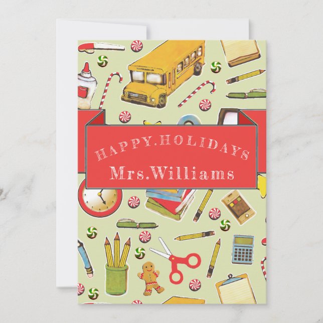 Tarjeta De Agradecimiento Festividad de los Navidades docentes (Anverso)