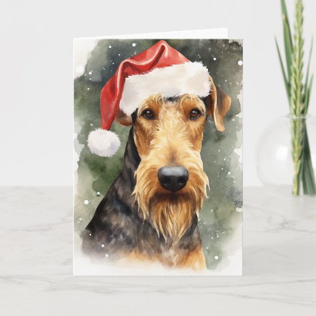 Tarjeta De Agradecimiento Festividad de Santa Paws de Airedale Dog Navidades (Anverso)