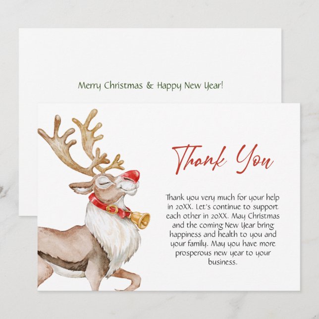 Tarjeta De Agradecimiento Festividad del saludo de renos Personalizado de Na (Anverso / Reverso)