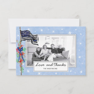 Tarjeta De Agradecimiento Festividad fotográfica de la familia bandera azul