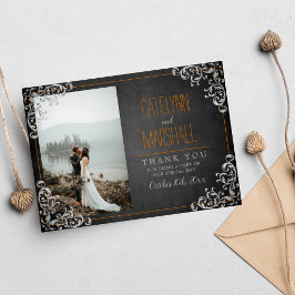 Tarjeta De Agradecimiento Festividad gótica en Halloween Boda oscuro