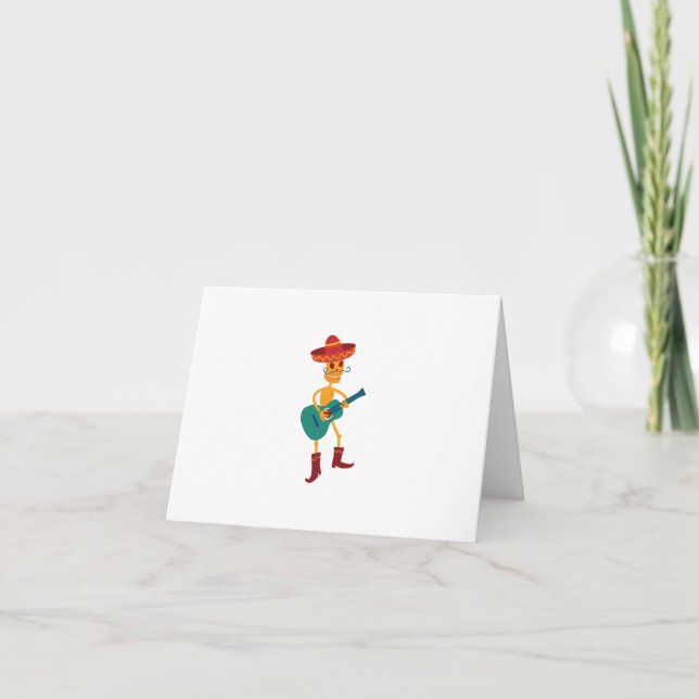 Tarjeta De Agradecimiento Festividad Skeleton Guitar Player (Anverso)