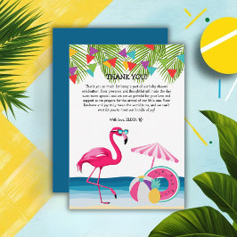 Tarjeta De Agradecimiento Festividad veraniega playa Flamingo rosa Baby Show