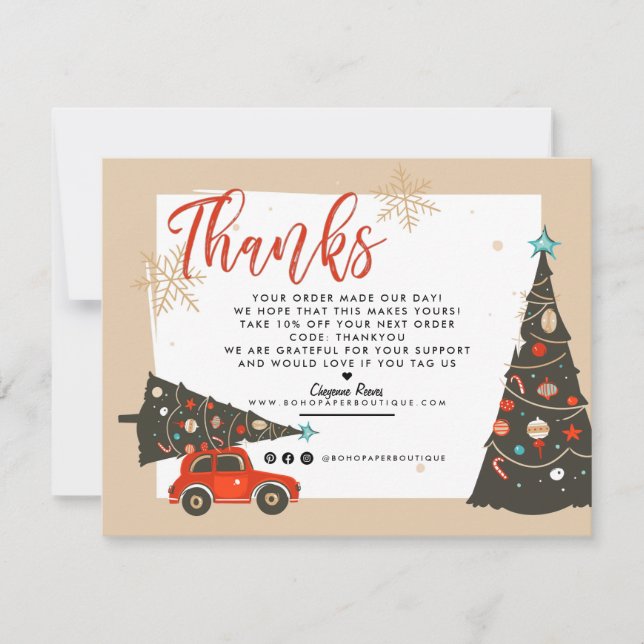 Tarjeta De Agradecimiento Festividades de navidades | Bienvenida del cliente (Anverso)
