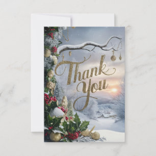 Tarjeta De Agradecimiento Festividades felices de invierno místico y agradec