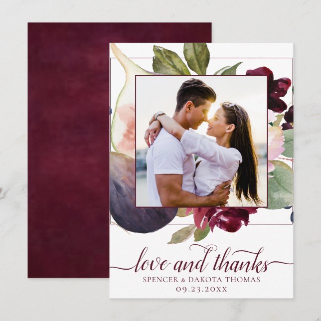 Tarjeta De Agradecimiento Fibras en Blogueo | Moody Rustic Elegant Floral Ph (Anverso / Reverso)