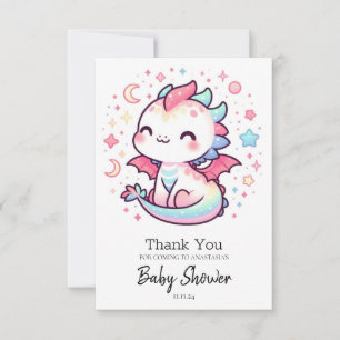 Tarjeta De Agradecimiento Fiery Personalizado Pastel Dragon Baby Shower