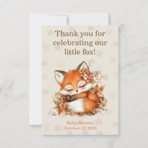 Tarjeta De Agradecimiento Fiesta acogedora de bebé Zorro Otoño Fiestad de Bo