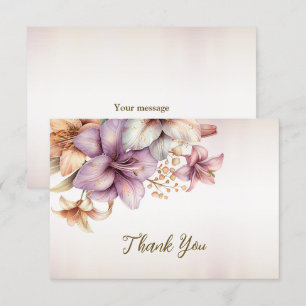 Tarjeta De Agradecimiento Fiesta acuarela Boho Flores rosas elegantes