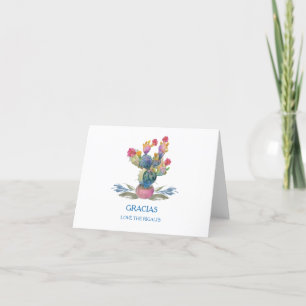 Tarjeta De Agradecimiento Fiesta Acuarela Cactus Despedida de Soltera