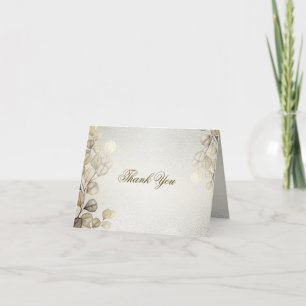 Tarjeta De Agradecimiento Fiesta acuarela Eucalipto Dorado Foliage Brillante