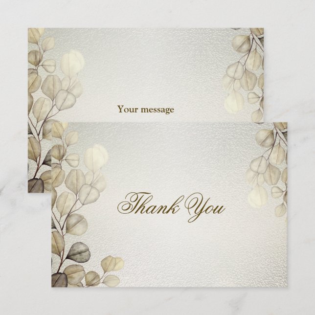 Tarjeta De Agradecimiento Fiesta acuarela Eucalipto Dorado Foliage Brillante (Anverso / Reverso)