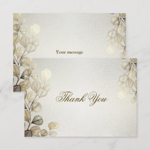 Tarjeta De Agradecimiento Fiesta acuarela Eucalipto Dorado Foliage Brillante