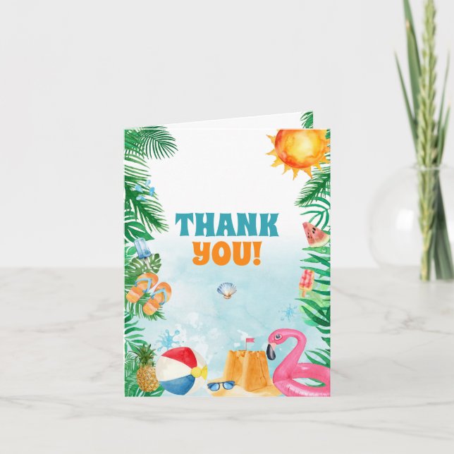 Tarjeta De Agradecimiento Fiesta acuático de veraneo (Anverso)