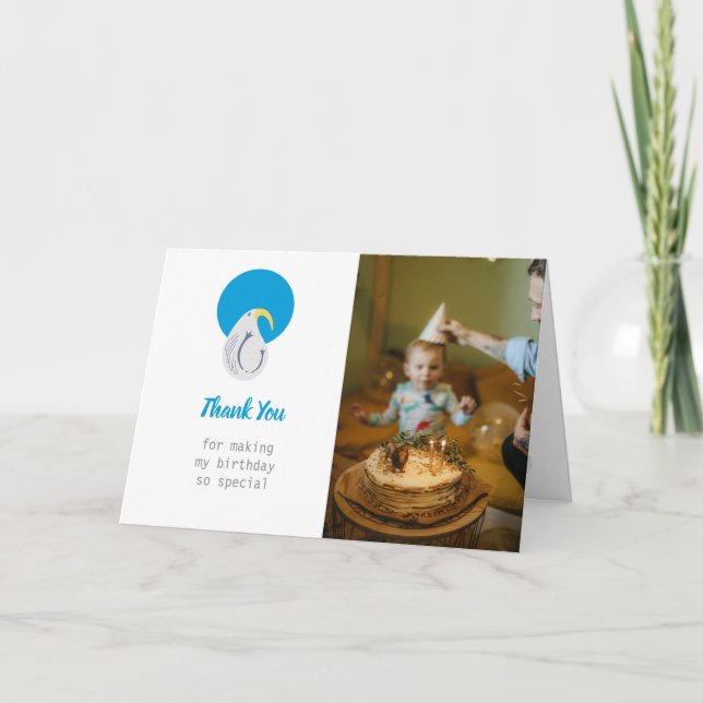 Tarjeta De Agradecimiento Fiesta Albatros Azul y Blanco (Anverso)