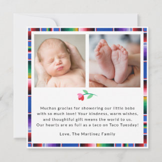 Tarjeta De Agradecimiento Fiesta Baby Shower Gracias Card - Colorful Sombr