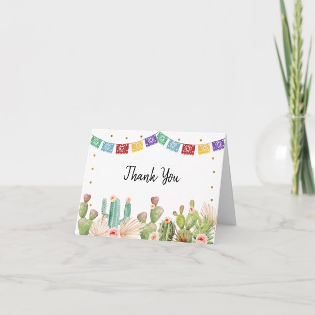 Tarjeta De Agradecimiento Fiesta Cactus Boho Despedida de Soltera (Anverso)