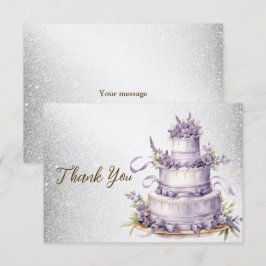 Tarjeta De Agradecimiento Fiesta Cake Lavender Floral acuarela Elegante