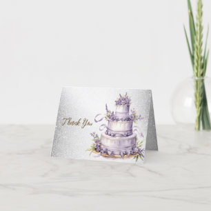 Tarjeta De Agradecimiento Fiesta Cake Lavender Floral acuarela Elegante