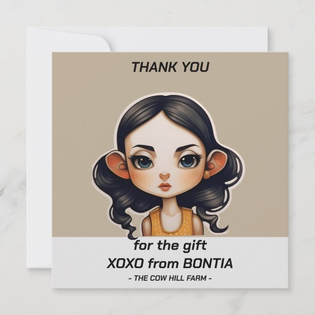 Tarjeta De Agradecimiento Fiesta chica de vaca (Anverso)