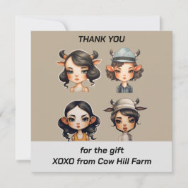 Tarjeta De Agradecimiento Fiesta chica de vaca