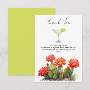 Tarjeta De Agradecimiento Fiesta con Tema de Cactus Martini Despedida de Sol