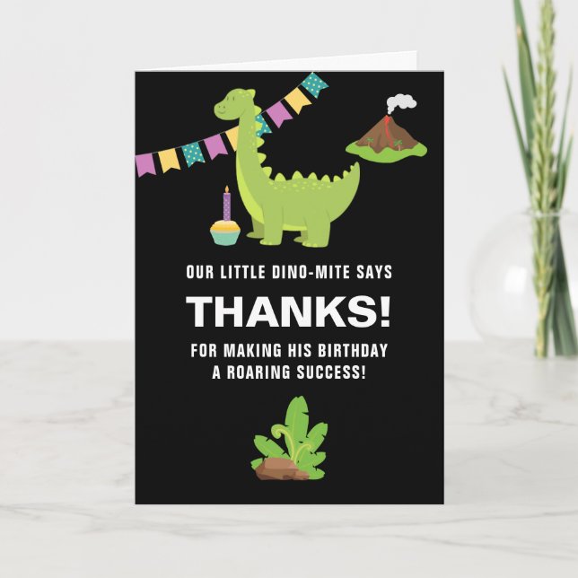 Tarjeta De Agradecimiento Fiesta con temática de dinosaurios de cumpleaños 1 (Anverso)