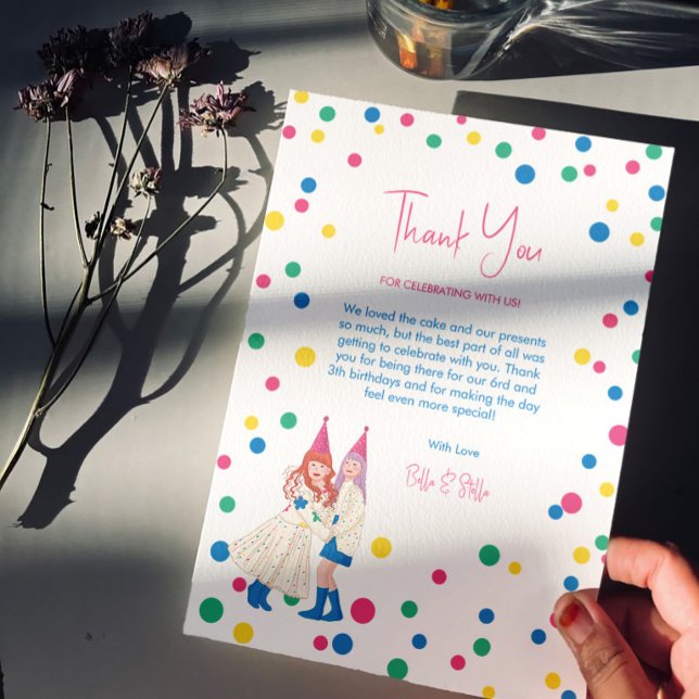 Tarjeta De Agradecimiento Fiesta conjunta de cumpleaños de las hermanas Past (Subido por el creador)