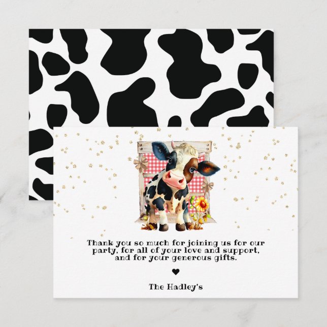Tarjeta De Agradecimiento Fiesta Cute Holy Cow (Anverso / Reverso)