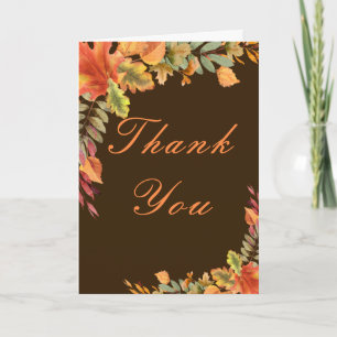 Tarjeta De Agradecimiento Fiesta de Acción de Gracias de Otoño con Hojas Rús